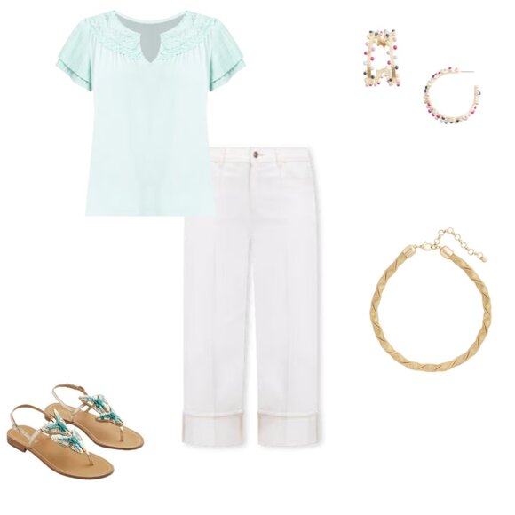 Chico's Pintuck High-Cuff Cropped Jeans Alabaster White Size 00 (0/2 XS). - Picture 3 of 4